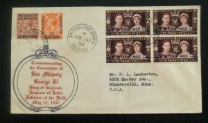 1937 Tetuan Morocco British Agencie Cover FDC To USA King George VI Coronation