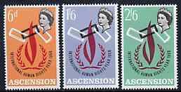 ASCENSION IS - 1968 - Human Rights Year - Perf 3v Set - Mint Never Hinged