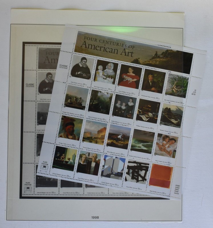 FOUR CENTURIES OF AMERICAN ARTISTS US STAMP SCOTT #3236a-3236t 20 MNH, 1998