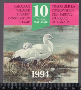 1994 #FWH10 Canada Federal Wildlife Habitat Conservation stamp MNH Cv$35