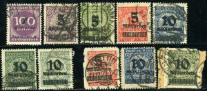 GERMANY #310-316 #319-321 Deutsches Reich Postage Stamp Collection 1923 Used