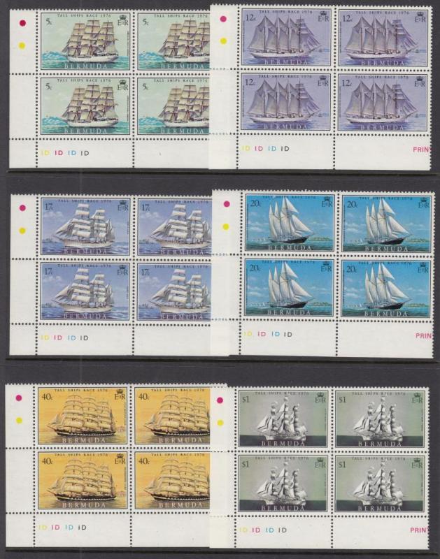 BERMUDA # 337-342 x 3 TRAFFIC LIGHTS PLT BLOCKS OF 4 & 6 SHIPS CAT VAL $107+