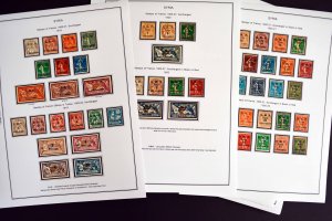 COLOR PRINTED FRENCH SYRIA 1916-1946 STAMP ALBUM PAGES (56 illustrated pages)