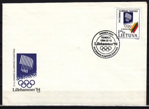 Lithuania, Scott cat. 478. Lilehammer W. Olympics issue. First day cover. ^
