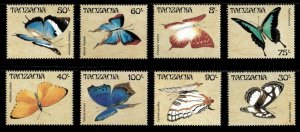 Tanzania 1988 - Butterflies - Set of 8 Stamps - Scott #446-53 - MNH