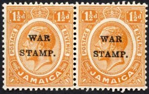 Jamaica SG71 1 1/2d Orange Spaced S and Thin T (pos 55 and 56 2nd Pane)