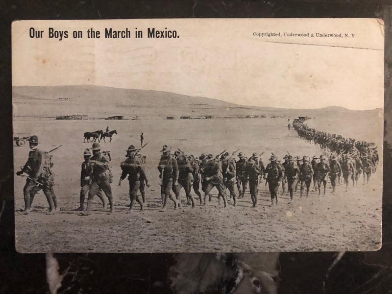 1916 Laredo TX USA RPPC Postcard Cover Mexico Revolution Soldiers marching