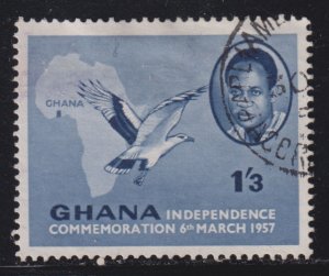 Ghana 4 Kwame Nkrumah, Map and Palm-Nut Vulture 1957