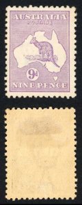 Australia SG39 9d Violet Die II wmk 3rd Crown M/M (hinge remainder and toned)