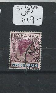 BAHAMAS (P2505B) KGVI 5/-  SG156D  VFU