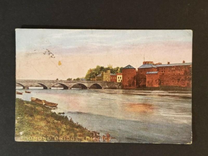 1909 Cashel Ireland Thomond Bridge County Limerick Illustrated Postcard Cover