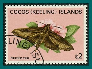 Cocos 1983 Butterflies Moths 4, $2 used #101,SG98