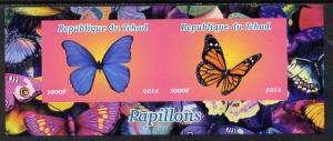 Chad 2014 Butterflies #4 imperf sheetlet containing 2 val...