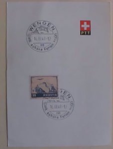 SWITZERLAND  1949 30 CENTS AIRMAIL FOLDER FD