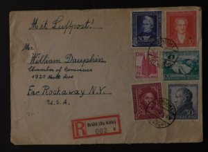 1950 Bruhl West Germany Goethe Cover Rockaway NY USA # B310 B313 B300 B306-B308