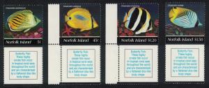 Norfolk Butterflyfishes 4v Bottom Margins SG#591-594 SC#577-580