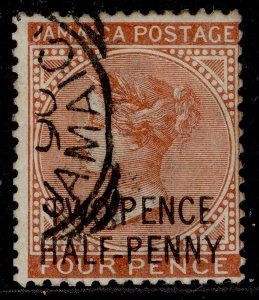 JAMAICA QV SG30, 2½d on 4d red-brown, FINE USED. Cat £18.