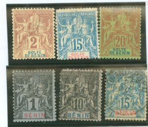 Benin #21/25/26/33/37/38 Unused Single