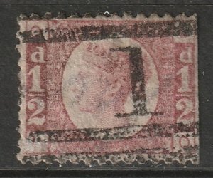 Great Britain 1870 Sc 58 used plate 4