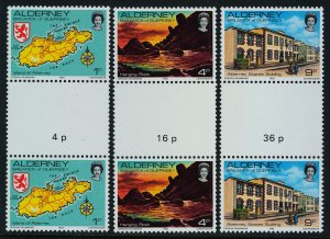 Alderney 1-12 gutter pairs MNH Map, Architecture, Boat, Lighthouse, Birds