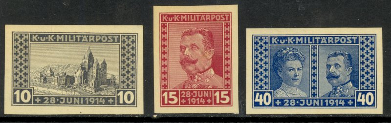 BOSNIA AND HERZEGOVINA 1917 ARCHDUKE IMPERF Semi Postal Set Sc B13-B15 MNH