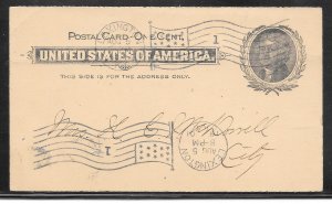 #UX14 LEXINGTON KY. AUG/5/1901 Flag Cancel 1 (my1502)