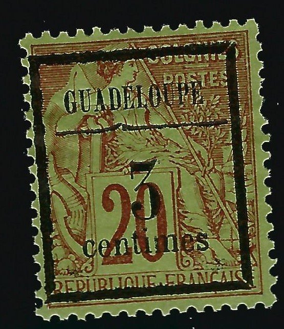 Guadeloupe Scott #3 Overprint Unused F-VF SCV$4.75..French Colonies are hot!