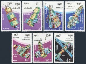 Cambodia 1099-1105,1106,MNH.Mi 1177-1183,Bl.179.Space Day.Vostok,Soyuz,Luna,Mars