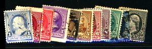 U.S. #219-228 USED SET/MIXED CONDITION