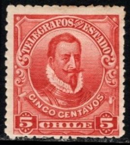 1901 Chile Revenue Centavos Telegraph Stamp Pedro de Valdivia Unused