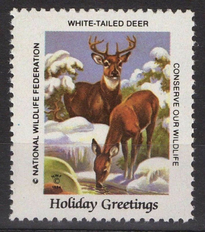 National Wildlife Federation Cinderellas Christmas 1984 White-tailed Deer MNH 