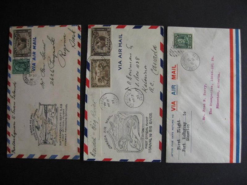 CANADA 3 better1930s FFC (First Flight Covers)collection part 27 check the pics!