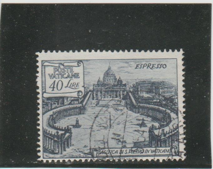 Vatican City  Scott#  E11a  Used  (1949 St. Peter's Basilica)