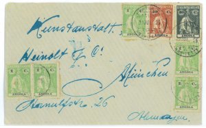 P 1254  -  1925 MULTIPLE STAMP COVER FROM ANGOLA TO GERMANY