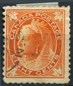 Canada Sc#72 Used, 8c red org, Queen Victoria Maple Leaf Definitive (1897)