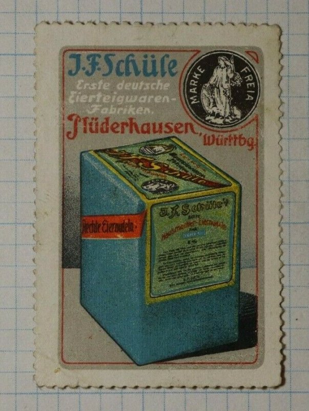 J.F. Schufe Egg Pasta Factory German Brand Poster Stamp Ads