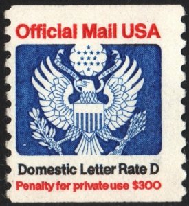 SC#O139 (22¢) Domestic Letter Rate D Official Mail (1985) MLH