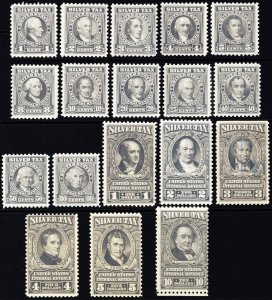 RG108-125, Mint LH/NH Silver Tax Stamps CV $900 * Stuart Katz