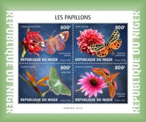 Niger - 2018 Butterflies & Flowers - 4 Stamp Sheet - NIG18607a