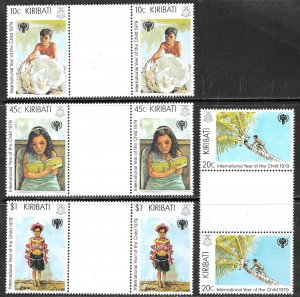 KIRIBATI 1979 IYC Year of the Child GUTTER PAIR Set Sc 345-348 MNH