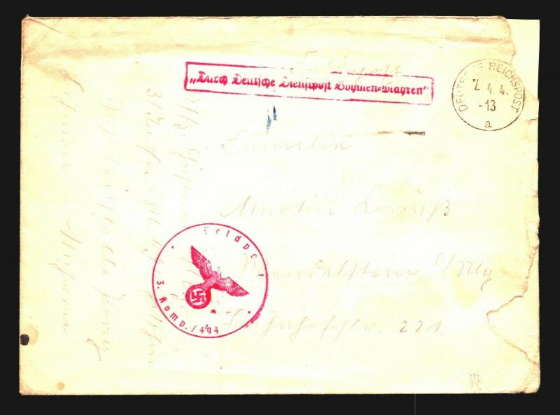 Bohemia Moravia 1941 Censored Feldpost Cover - Z14167