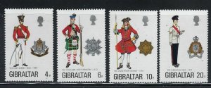 Gibraltar 318-21 MNH 1975 Military Uniforms (fe7014)