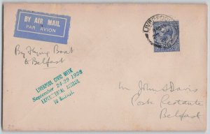 Great Britain 1928 Liverpool Civic Week Experimental Airmail Cover to Ireland