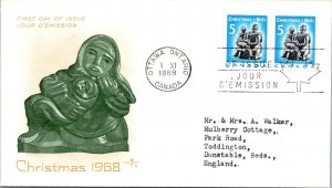 Canada 1968 FDC - Christmas - Ottawa, Ont - Pair - J3955