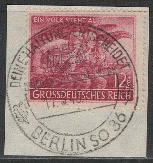 Germany Reich Scott # B291, used, opp, last special cancellation of Third Reich