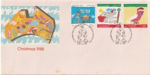 Australia Christmas 1988 Children's Drawings FDC Sc#1102-1104