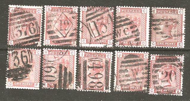 Great Britain 79 [U] 10 different plate letters CV $125