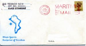 1990 Maritime Mail Diego Garcia London USA Mail From SS Texaco New York