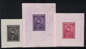 Newfoundland #188DP - #189DP VF Die Proof Trio In Black Deep Violet & Rose Lake