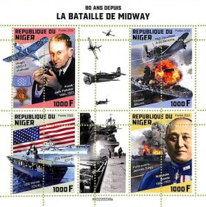 A9209 - NIGER - MISPERF ERROR Stamp Sheet - 2022 - The Battle of Midway-